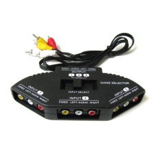 3-Way Audio Video AV RCA Black Selector Box Splitter with/3 RCA Cable
